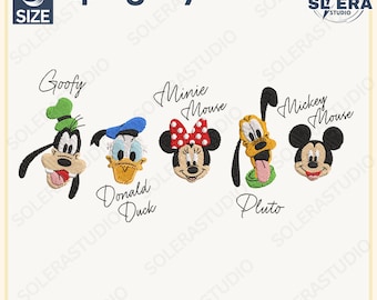 Magical Land Embroidery Design, Cartoon Mouse And Friends Embroidery Design, Signatures Cartoon Mouse Embroidery Design, Instant Download