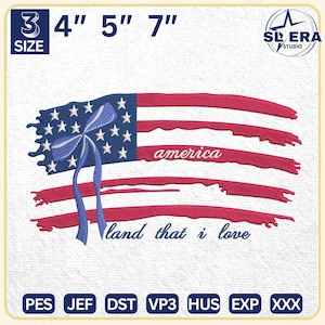 Coquette Bow Patriotic Embroidery Design, 4th Of July Embroidery Design, Preppy American Flag Embroidery Design, Instant Download