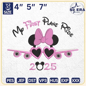 Magic Kingdom Embroidery Design, Magicland Bound Embroidery, Mouse Plane Trip Embroidery File, Mouse And Friends Embroidery