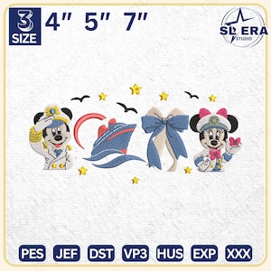 Cruise Coquette Girls Embroidery Design, Mouse and Friends Cruise Embroidery Design, Magical Kingdom Embroidery Design, Instant Download