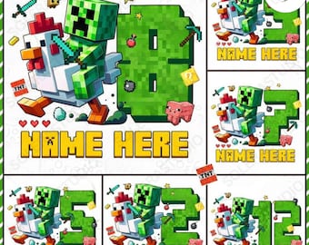 Cumpleaños de videojuego personalizado (PNG), personaje de pollo (PNG), cumpleaños de niño (PNG), cumpleaños de jugador infantil (PNG), regalo de cumpleaños (PNG), archivo digital