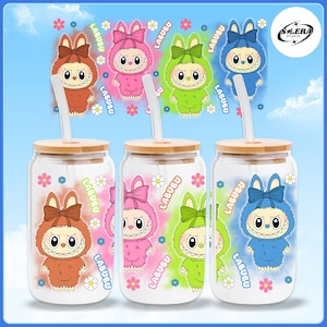 Cartoon 16oz Glass Can Wrap, Cartoon 16 oz Glass Can Png, 16 oz Libbey Glass Can Wrap, 16 oz Tumbler Wrap Png, Sublimation Design