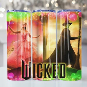 Pink Goes Good With Green 20oz Skinny Tumbler Wrap Png, Witches Movie 20oz Tumbler Wrap Png, Witch Changed For Good Tumbler Png