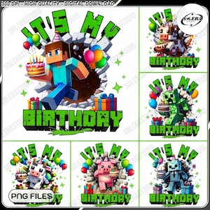 Pixel Gamer It’s My Birthday Bundle Png, Game Inspired Birthday Shirt, Birthday Boy Design, Happy Birthday Png, Boy Birthday Shirt Design