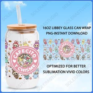 Trending Cartoon 16oz Glass Can Wrap, Cartoon 16 oz Glass Can Png, 16 oz Libbey Glass Can Wrap, 16 oz Tumbler Wrap Png, Sublimation Design