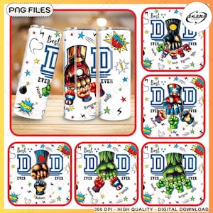 1-6 Hands Superhero Fist Bump Father&#39;s Day 20oz Tumbler Wrap Bundle, Dad Custom 20oz Tumbler, Super Father Tumbler Png, Digital File