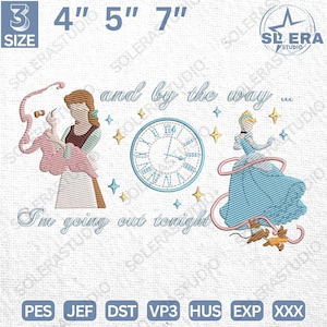 Magic Kingdom Embroidery Design, Meet Me At Night Embroidery, Princess Cartoon Embroidery File, Vintage Magic Princess Embroidery