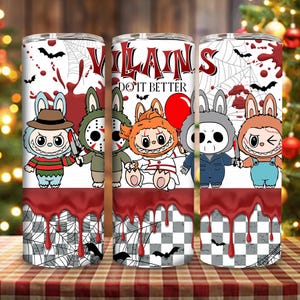 Halloween Monster Doll 20 oz Straight Tumbler Wrap Design, Kawaii Monsters Halloween 20oz PNG for Sublimation, Halloween Horror Movie Png,