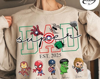 Custom Hero Dad Shirt png, Dad with Kid Name on Sleeve Png, Personalized Dad Png, Father&#39;s Day Png, Custom Fathers Day,New Dad, Digital File