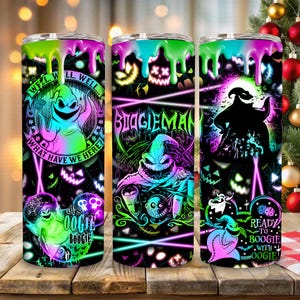 Monster Nightmare 20oz Skinny Tumbler Png Design, Halloween Friend Killer 20oz Tumbler Png, Halloween Cartoon Nightmare Png