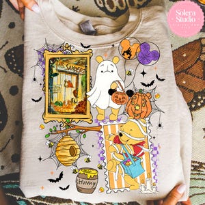 Spooky Ghost Bear PNG: Retro Halloween Cartoon, Sublimation File