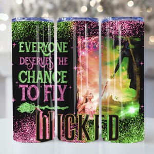 Musical Movie 2024 20oz Skinny Tumbler Wrap Png, Defying Gravity 20oz Coffee Tumbler Wrap Png, Witches Movie Tumbler Wrap Png