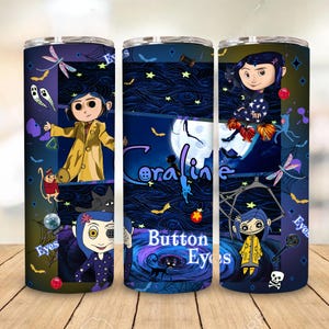 Halloween Character Tumbler Design: Button Eyes Horror Movie 20oz PNG (Instant Download)