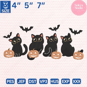 Retro Spooky Cat Embroidery Design: Halloween Ghost Stitch File (Digital Download, PDF, ZIP)