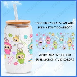 Cartoon Doll 16oz Glass Can Wrap Png, Pink Cartoon Keyring 16 oz Glass Can Png, Pink Doll 16 oz Libbey Glass Can Wrap Png, Instant Download