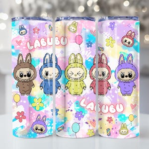 Doll Cartoon 20oz Skinny Tumbler Wrap Png, Cartoon 20oz Tumbler Wrap, Perfect Gift for Kids Png, Pink Cartoon Character, Instant Download