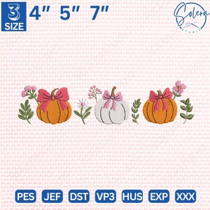 Autumn Pumpkin Embroidery Design, Cozy Fall Season Stitch File in 3 Sizes, Machine Embroidery File, Instant Download