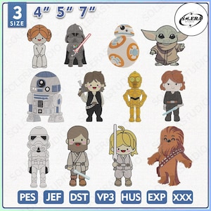 Star Movie Characters Embroidery Bundle, Movie Cartoon Embroidery Design, Space Wars Embroidery Design, Instant Download