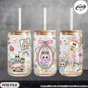 Cartoon 16oz Glass Can Wrap, Cartoon 16 oz Glass Can Png, 16 oz Libbey Glass Can Wrap, Cartoon 16 oz Tumbler Wrap Design, Sublimation File