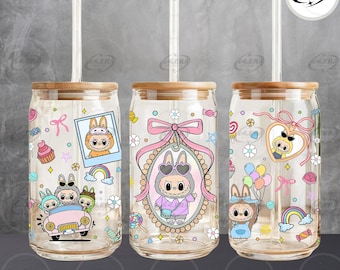 Cartoon 16oz Glass Can Wrap, Cartoon 16 oz Glass Can Png, 16 oz Libbey Glass Can Wrap, Cartoon 16 oz Tumbler Wrap Design, Sublimation File
