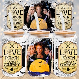 Halloween Movie Glass Can Sublimation Design: Witch Sisters PNG (Digital Download