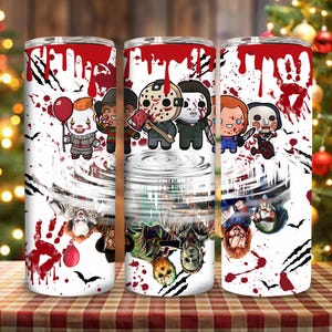 Halloween Friends 20Oz Tumbler Wrap Design, Horror Characters 20oz Tumbler Wrap Png, Killers Character Tumbler Wrap