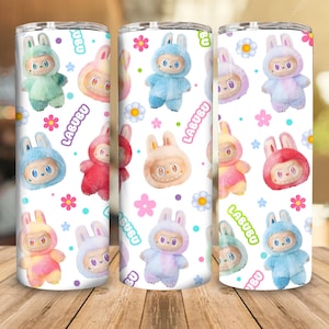 Funny Cartoon Character Tumbler Wrap: Pink Doll Design (20oz Skinny Tumbler PNG Digital Download