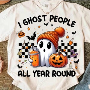 Retro I Geist Menschen Png, Halloween Png, Süßer Geist Kürbis Png, Spooky Vibes Png, Geist Kaffee Png, Boujee Geist Png Sublimationsdesign