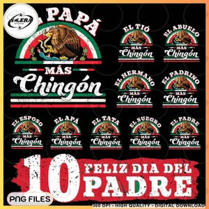 10 ontwerpen grappige Spaanse papa png, El Papa Mas Chingon png, Dia Del Padre Abuelo png, Vaderdag png, Eres Mi Heroe png, sublimatiebestand