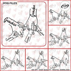 1-5 Kids Hands Mother&#39;s Day Png Bundle, Mom, Dad and Childs Png, Custom Name Papa Nana Png, Best Mom Ever Png, Family Matching, Digital File