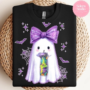 Kawaii Witch&#39;s Brew Ghost PNG: Preppy Halloween Soda Can Art (Digital Download)