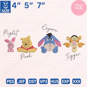 Magical Mouse Friends Embroidery Design: Cartoon Characters (Digital File, 4-7 inches)
