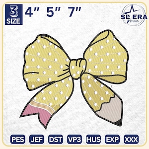 Coquette Teacher Embroidery Design, Back To School Embroidery Design, Teacher Bow Embroidery Design, Instant Download