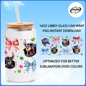 Cartoon 16 oz Glasdose Png, blaues Monster Charakter 16 Unzen Glasdose Wrap, Film Libbey Glasdose Wrap, 16 oz Tumbler Wrap, Sofort Download