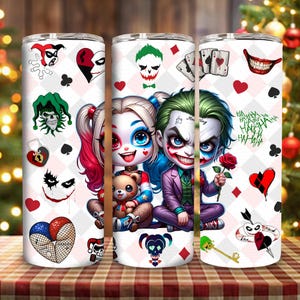 Couple Horror Character Halloween Tumbler Wrap Png, Cartoon Horror 20oz Tumbler, Halloween Horror Skinny Tumbler 20oz Design