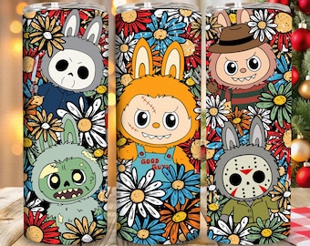 Halloween monsterpop 20 oz rechte beker wrap ontwerp, kawaii monsters Halloween 20oz png voor sublimatie, cartoon perfect voor kinderen cadeau
