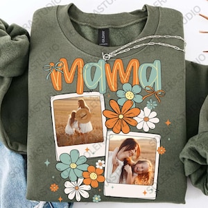 Custom Mama Kids Photo Canva Template, Mothers Day Png, Add Photos, Mom Floral Coquette Bow Png, Boho Flowers Canva Template, Digital File