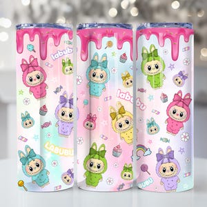 Cartoon 20oz Tumbler Wrap, Doll Cartoon 20oz Skinny Tumbler Wrap Png, Perfect Gift for Kids Png, Pink Cartoon Character, Instant Download