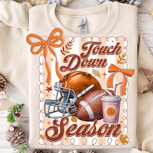 Retro Football Touchdown Season Png, Football Coquette Png, Game Day Shirt Design, Football Mama Png, Autumn Football Sublimation
