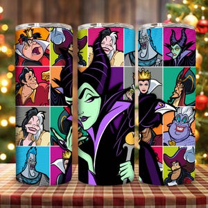 Bad Witches Club Tumbler Wrap Png, Villains Cartoon Halloween Skinny Tumbler, Halloween Cartoon Png, Squad Girls 20oz Tumbler