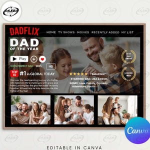 Happy Father’s Day Png, Customize Dadflix Canva Template, Gift For Grandpa Png, Canva Editable, Father and Children Png, Digital Download