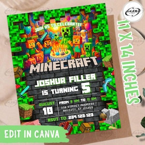 Trending game verjaardagsuitnodiging canva sjabloon, kaartsjabloon gamer verjaardag, Canva gamer verjaardagsuitnodiging png, verjaardagsuitnodiging