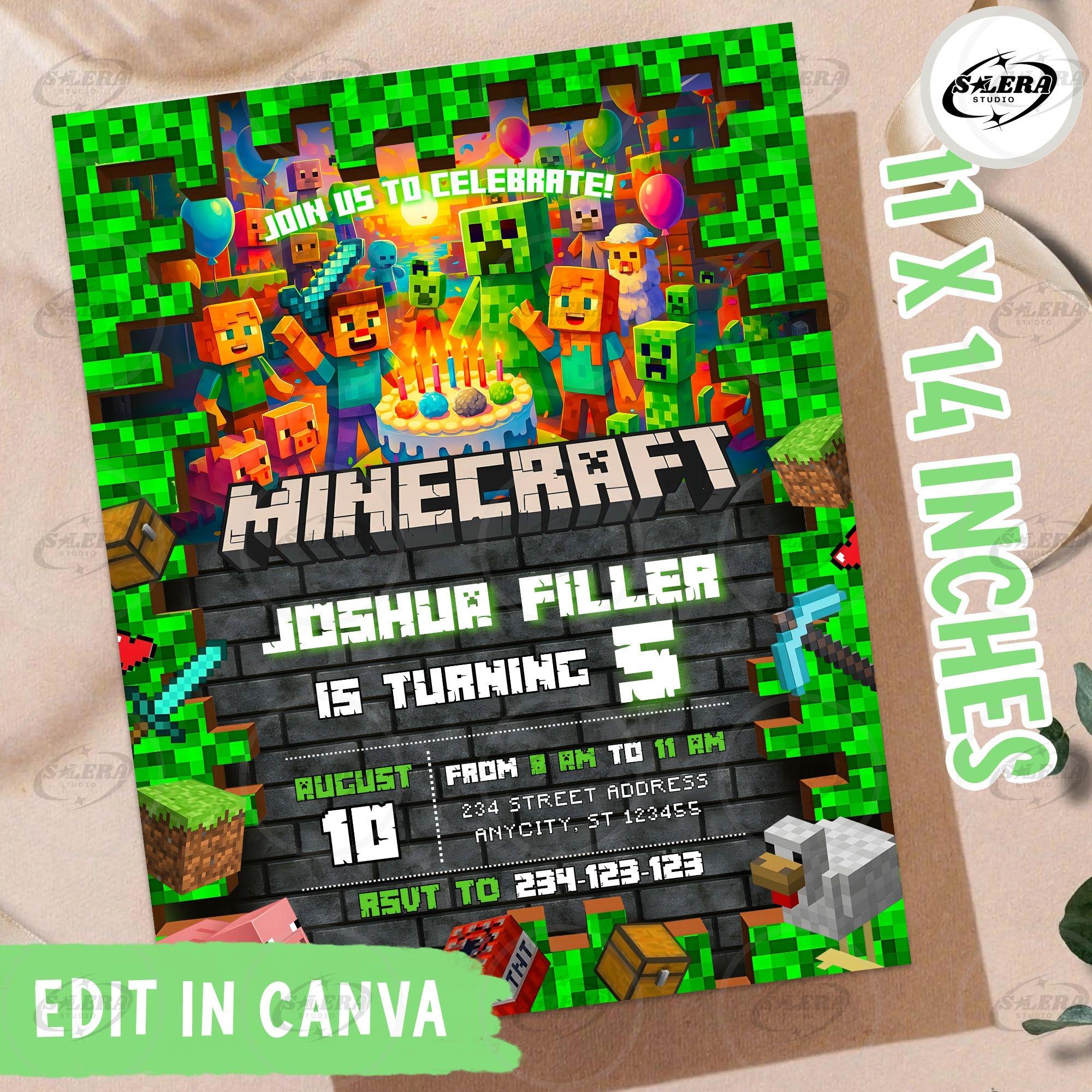 Trending Game Birthday Party Invitation Canva Template, Gamer Birthday Card Template, Canva Gamer Birthday Invitation Png, Birthday Invite