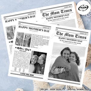 Editable Mothers Day Newspaper Canva Template, Printable Mothers Day, Newspaper Bouquet Wrap, Digital Gift Mothers Day , Digital Download
