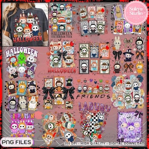 15+ Cute Spooky Doll Monster Characters Bundle Png, Pumpkin Doll For Kids Girls Png, Monster Doll Horror Png, Halloween Monster Dolls Png