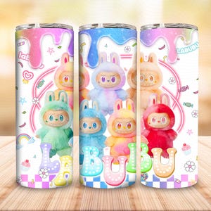 Funny Cartoon Character Wrap Design Png, Trending Pink Cartoon Character 20oz Skinny Tumbler PNG, Doll Cartoon 20oz Skinny Tumbler Wrap Png