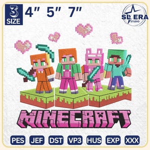 Diseño de bordado de Gamer Squad, diseño de bordado de Pixel Gamer, diseño de bordado de dibujos animados de películas, descarga instantánea