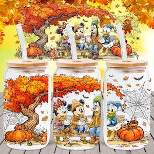 Cartoon Mouse Glass Can Wrap PNG: Fall Halloween Vibes (Digital Download)