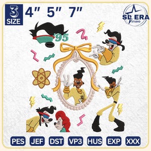 Magical Land Embroidery Design, Retro 90s Movie Cartoon Embroidery, Vintage Dog Movie Embroidery Design, Nostalgic Cartoon Embroidery