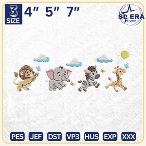 The Zoo Baby Embroidery File, Baby Animal Embroidery Design, Animal Embroidery Machine File, Instant Download, Includes 3 Sizes